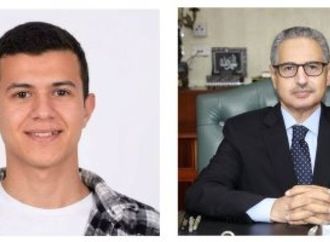 محافظ بني سويف يهنئ الطالب بدر محمود الأول فى الدبلومات الفنيه
