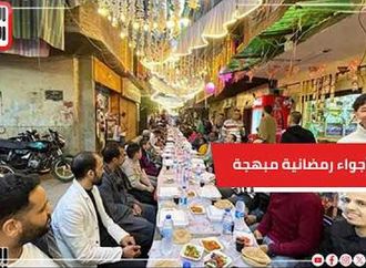 بالطبل البلدي والبلايين… أهالي إمبابة يستقبلون الصائمين في أجواء رمضانية مبهجة