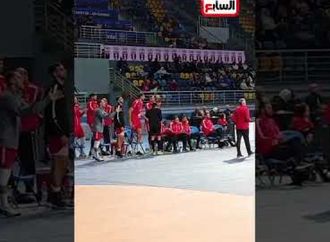 سعادة و احتفال لاعبو الأهلى بعد التقدم على الزمالك فى نهائى كأس السوبر للكرة الطائرة