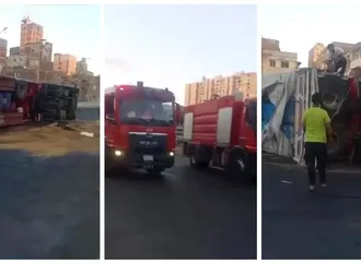 "حمولة قطن على الأسفلت".. انقلاب سيارة نقل بكرموز غرب الإسكندرية - صور